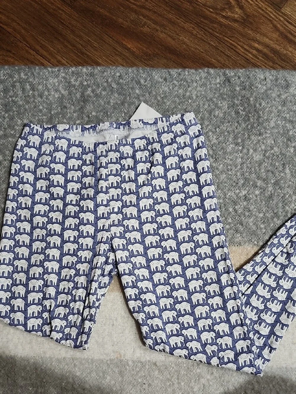 Roller Rabbit Kids Hathi Elephant Pajamas Set Blue White Sz 12 EUC Luxury PJs